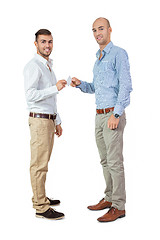 Image showing two business man and business card  isolated 