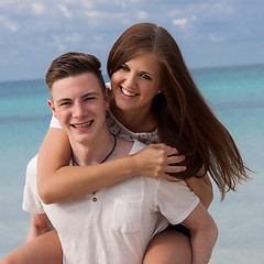 Image showing smiling young couple having fun in summer holiday