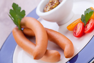 Image showing tasty traditional pork sausages frankfurter snack food