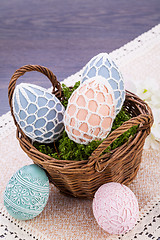 Image showing beautiful easter egg decoration colorfull eggs 