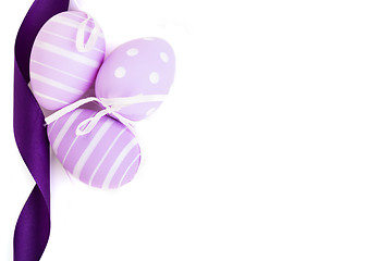 Image showing Easter background with three traditional eggs