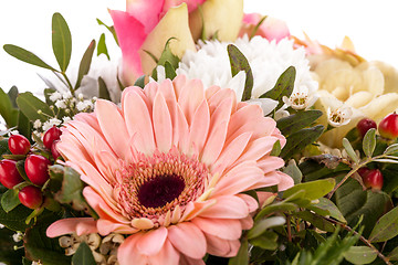 Image showing Bouquet of fresh pink and white flowers