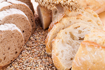 Image showing fresh tasty mixed bread slice bakery loaf