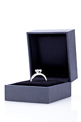 Image showing Jewelry box with elegant silver ring