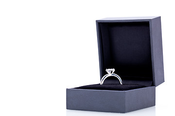 Image showing Jewelry box with elegant silver ring