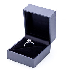 Image showing Jewelry box with elegant silver ring