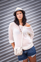 Image showing young attractive woman in summer trendy fashion 