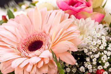 Image showing Bouquet of fresh pink and white flowers