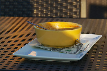 Image showing empty bowl at restaurant with tip