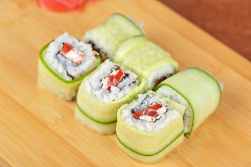 Image showing cucumber sushi rolls