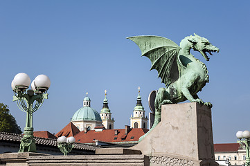 Image showing Dragon Bridge, Ljubljana.