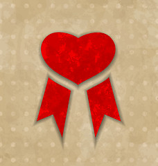Image showing Award ribbon heart for Valentines day, vintage design