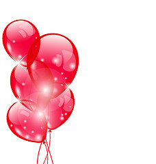 Image showing Flying red balloons isolated on white background