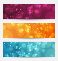 Image showing Set of abstract banners with bokeh effect