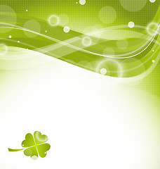 Image showing Abstract wavy background with clover for St. Patrick's Day 