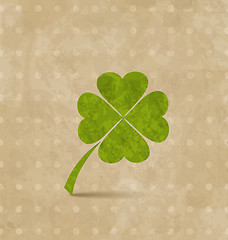 Image showing Vintage design with four-leaf clover for St. Patrick's Day