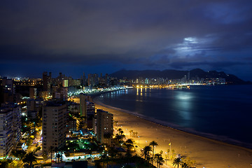 Image showing View of Benidorm at night, Costa Blanca, Spain