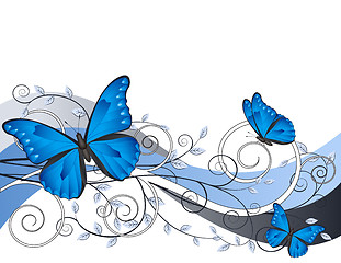 Image showing floral illustration with butterflies