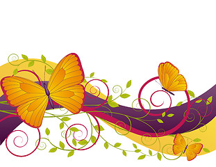 Image showing floral illustration with butterflies