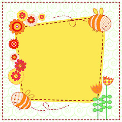 Image showing Lovely flowers and the cute bees