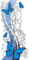 Image showing floral illustration with butterflies