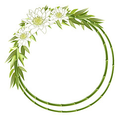 Image showing Bamboo round frame with flowers