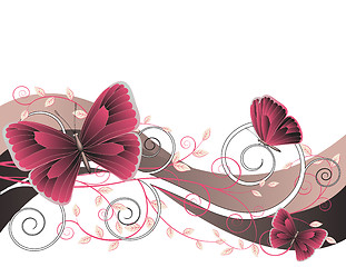 Image showing floral illustration with butterflies