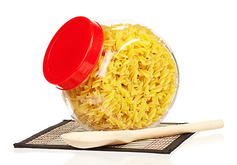 Image showing Pasta in glass pot