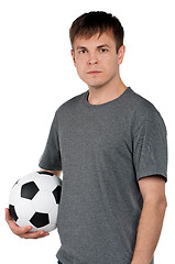 Image showing Man with classic soccer ball