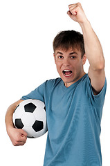 Image showing Man with classic soccer ball