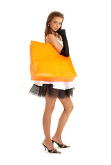 Image showing elegant lady with orange shopping bag #2