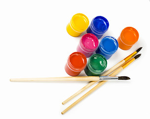 Image showing gouache of paint and brush