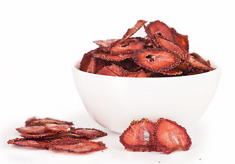 Image showing dry strawberry in a white plate