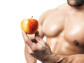 Image showing bodybuilding man apple