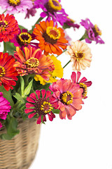 Image showing Bouquet from different brights in a basket