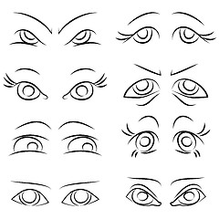 Image showing emotions. Set of pairs of eyes. vector