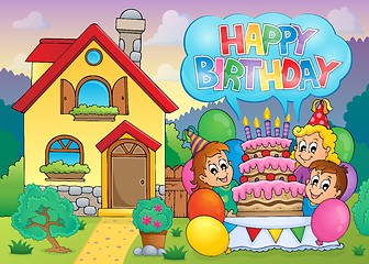 Image showing Kids party near house 3