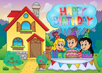 Image showing Kids party near house 2