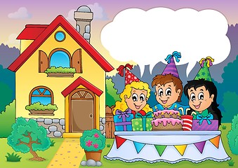 Image showing Kids party near house 4