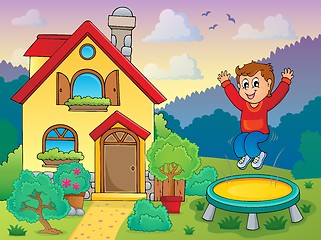 Image showing Boy playing near house theme 1
