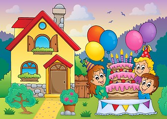 Image showing Kids party near house 1