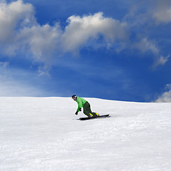 Image showing Snowboarder on ski slope