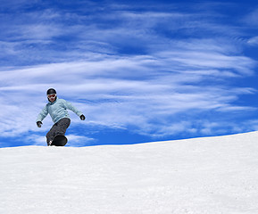 Image showing Snowboarder on ski slope