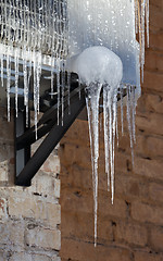 Image showing Icicle on icy air conditioning