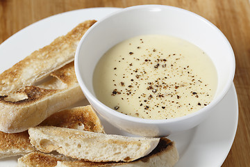 Image showing Cheese dip and toast horizontal