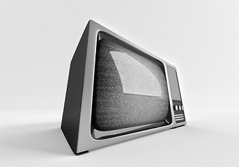 Image showing 3d model of retro tv with static.