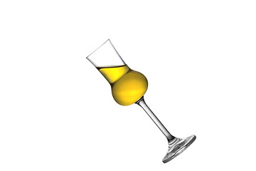 Image showing A tilted grappa glass