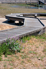 Image showing Winding wooden pier