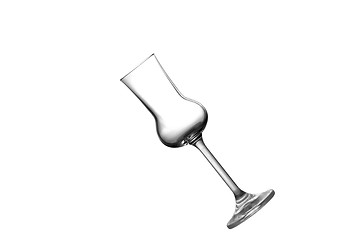 Image showing A tilted grappa glass