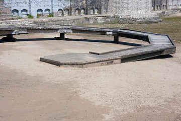 Image showing Winding wooden pier